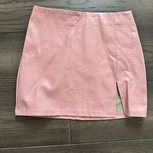 Pink Faux Leather Mini Skirt